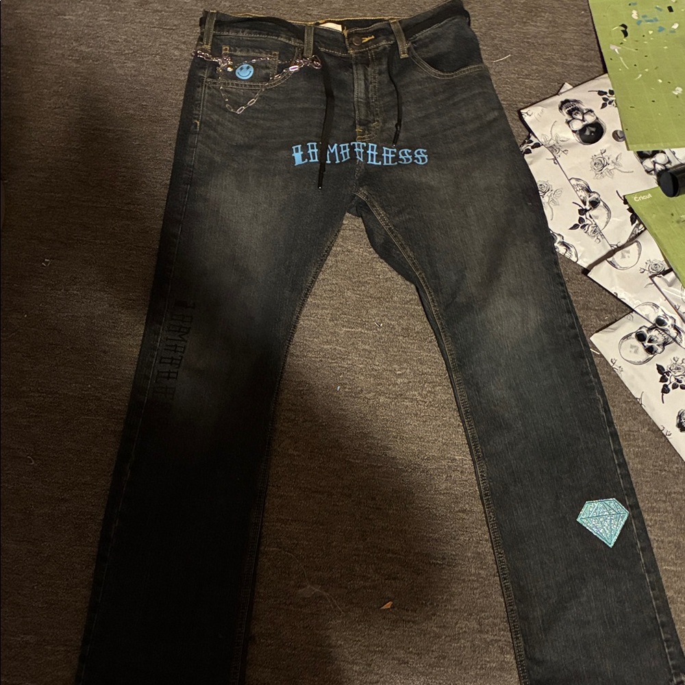 Black Jeans with Blue Details